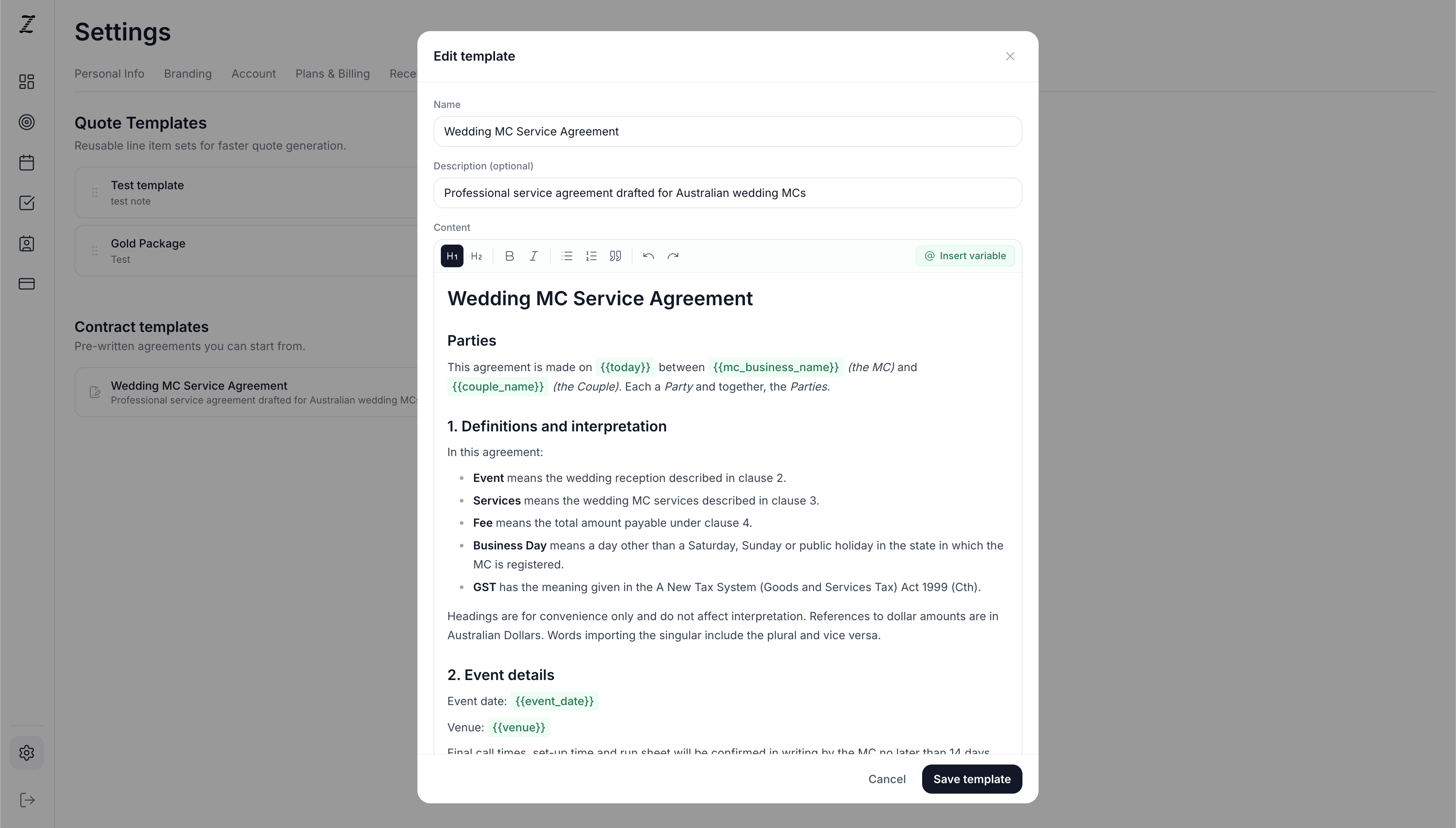 Contracts screenshot 1